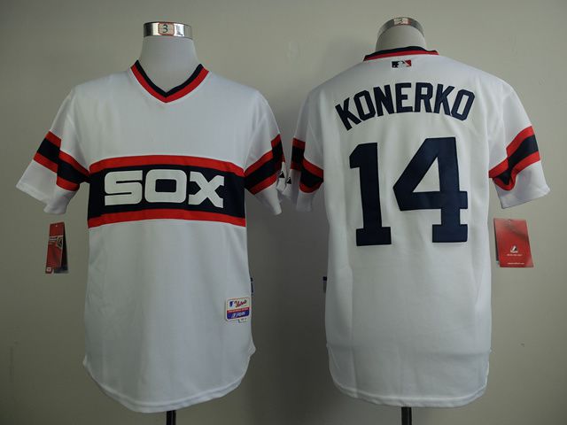 Men Chicago White Sox 14 Konerko White MLB Jerseys